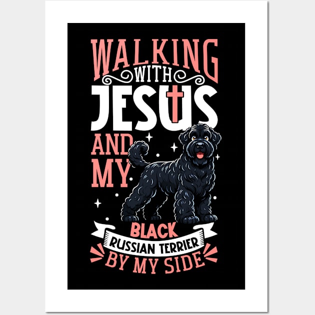 Jesus and dog - Black Russian Terrier Wall Art by Modern Medieval Design